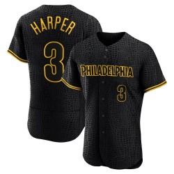 Bryce Harper Philadelphia Phillies Men's Authentic Snake Skin City Jersey - Black