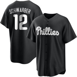 Kyle Schwarber Philadelphia Phillies Men's Replica Black/ Jersey - White