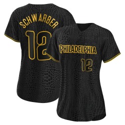Kyle Schwarber Philadelphia Phillies Women's Authentic Snake Skin City Jersey - Black