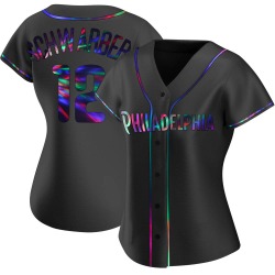 Kyle Schwarber Philadelphia Phillies Women's Replica Alternate Jersey - Black Holographic
