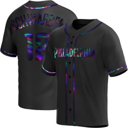 Kyle Schwarber Philadelphia Phillies Youth Replica Alternate Jersey - Black Holographic
